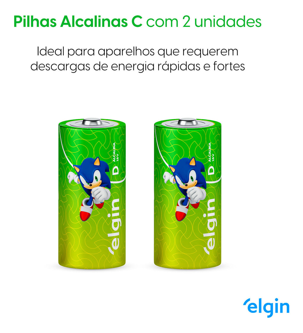 Pilha Alcalina Grande Cartela C/ 2pc (D) Elgim - Thony Ferragem
