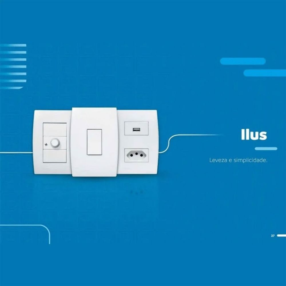 Conjunto 1 Interruptor Paralelo Vertical 10AX 250V 4X2 Branco Ilus - Thony Ferragem