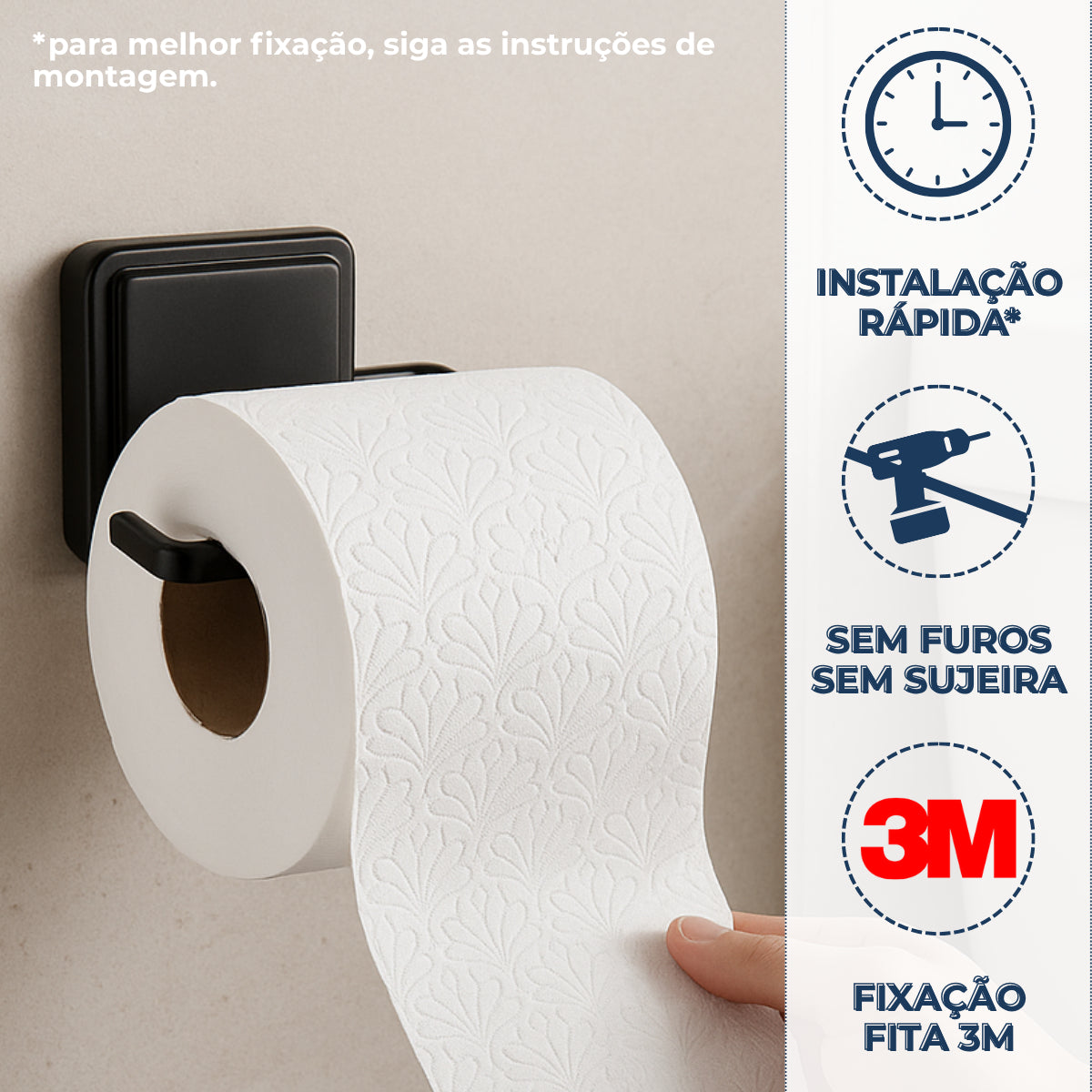 Suporte para Papel Higiênico Preto Fosco Future - Thony Ferragem