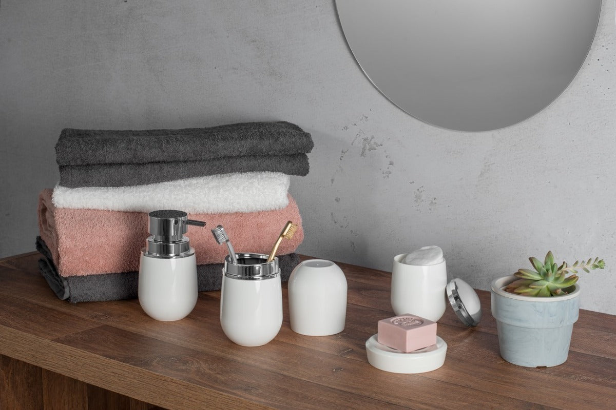 Porta Escova Cromo Belly C/ Tampa Branco OU - Thony Ferragem