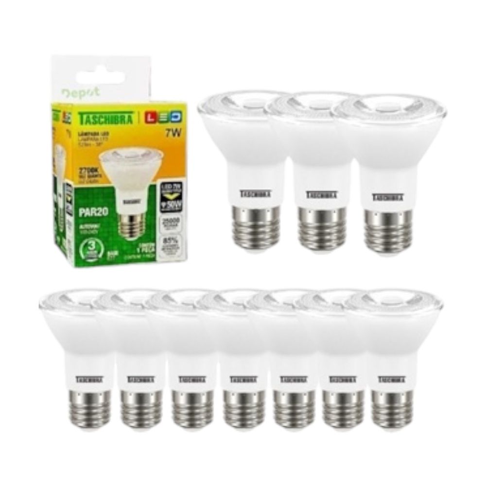 KIT 10 LAMPADAS PAR 20 7W BIVOLT E27 2700K - Thony Ferragem