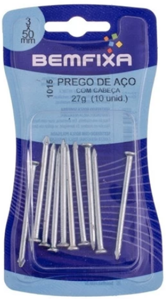 Cartela Prego Aco 3,40 X 60mm S/ Cabeca C/ 10pc - Thony Ferragem