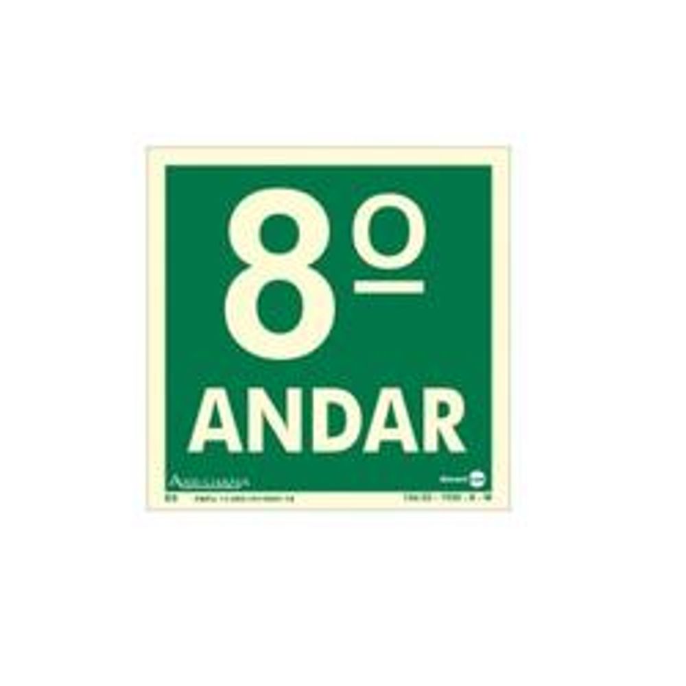 Placa De Sinalizacao Pavimento 8 Andar Fotol 18x18 - Thony Ferragem