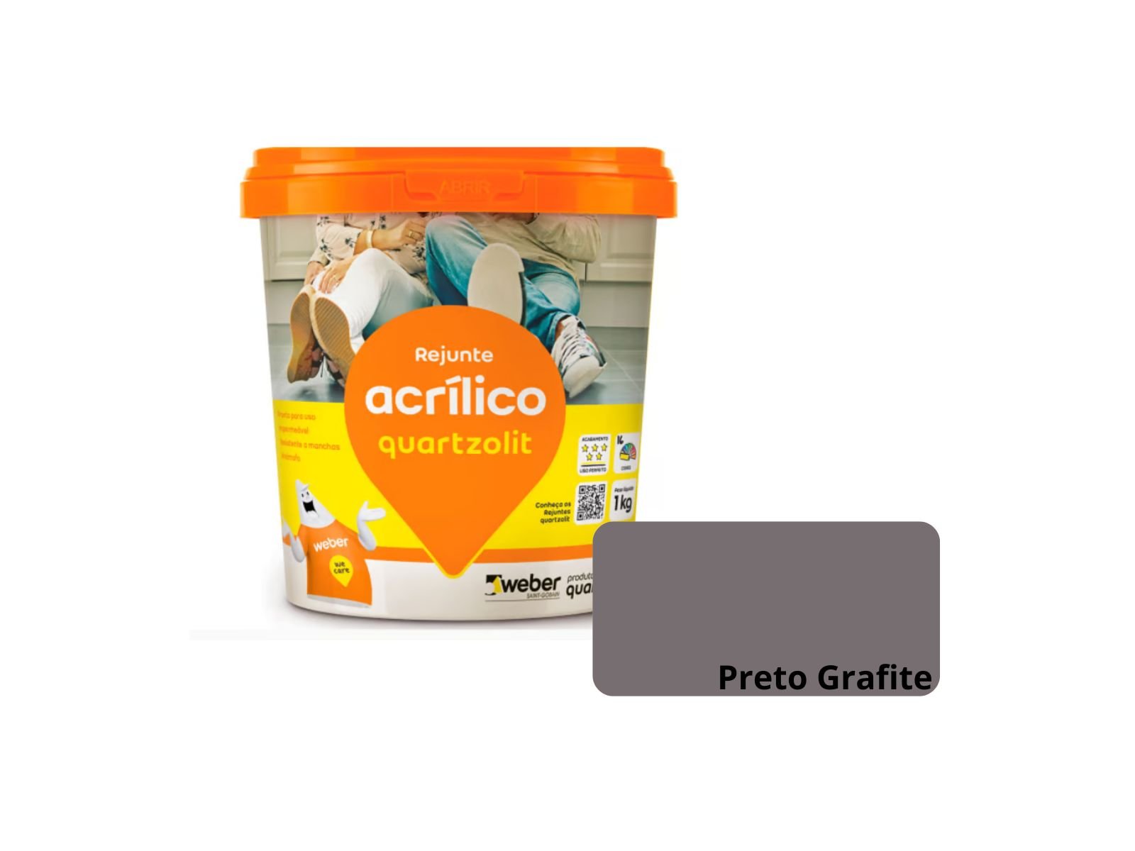 Rejunte Acrilico Preto Grafite 1kg Quartzolit - Thony Ferragem