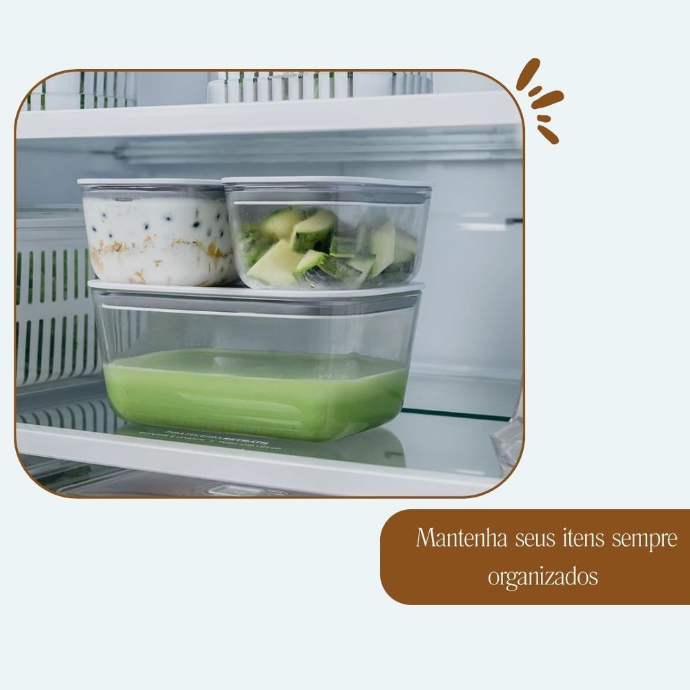 Pote de Vidro Hermético Fresh Lock 1200ml – Branco | OU - Thony Ferragem