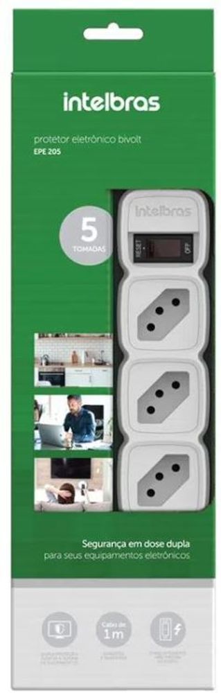 Filtro De Linha C/ 5 Tomadas Epe 205 Branco 1m - Thony Ferragem