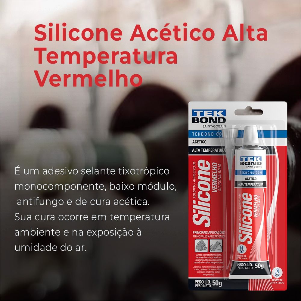 SILICONE ALTA TEMPERATURA VERMELHO 50G - Thony Ferragem
