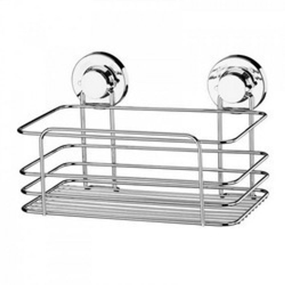 Cesto Retangular Aco Cromado C/ Ventosa Future - Thony Ferragem