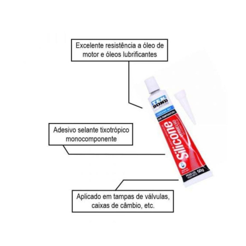 SILICONE ALTA TEMPERATURA VERMELHO 50G - Thony Ferragem