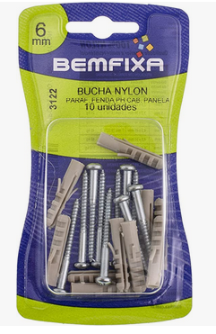 Bucha 06mm+Parafuso Phillips Cb Panela Cartela BemFixa - Thony Ferragem
