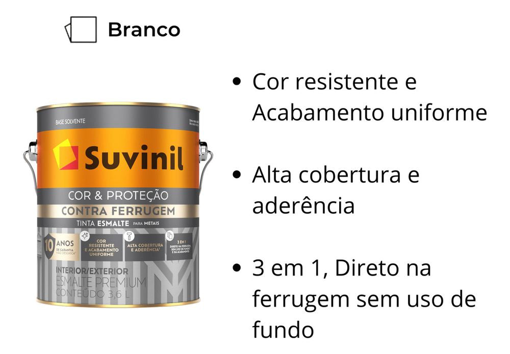 Tinta Esmalte Contra Ferrugem Branco 3,6l Suvinil - Thony Ferragem