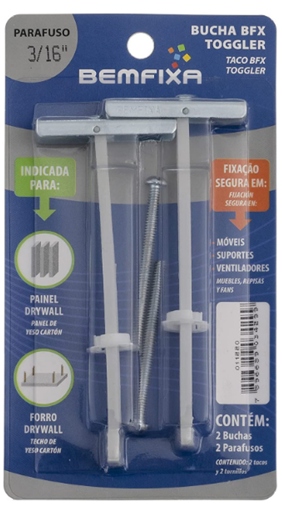 Bucha Bfx Toggler Cartela BemFixa - Thony Ferragem