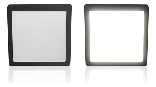 Painel Led Quadrado Lux Sobrepor 24w Preto 3000k