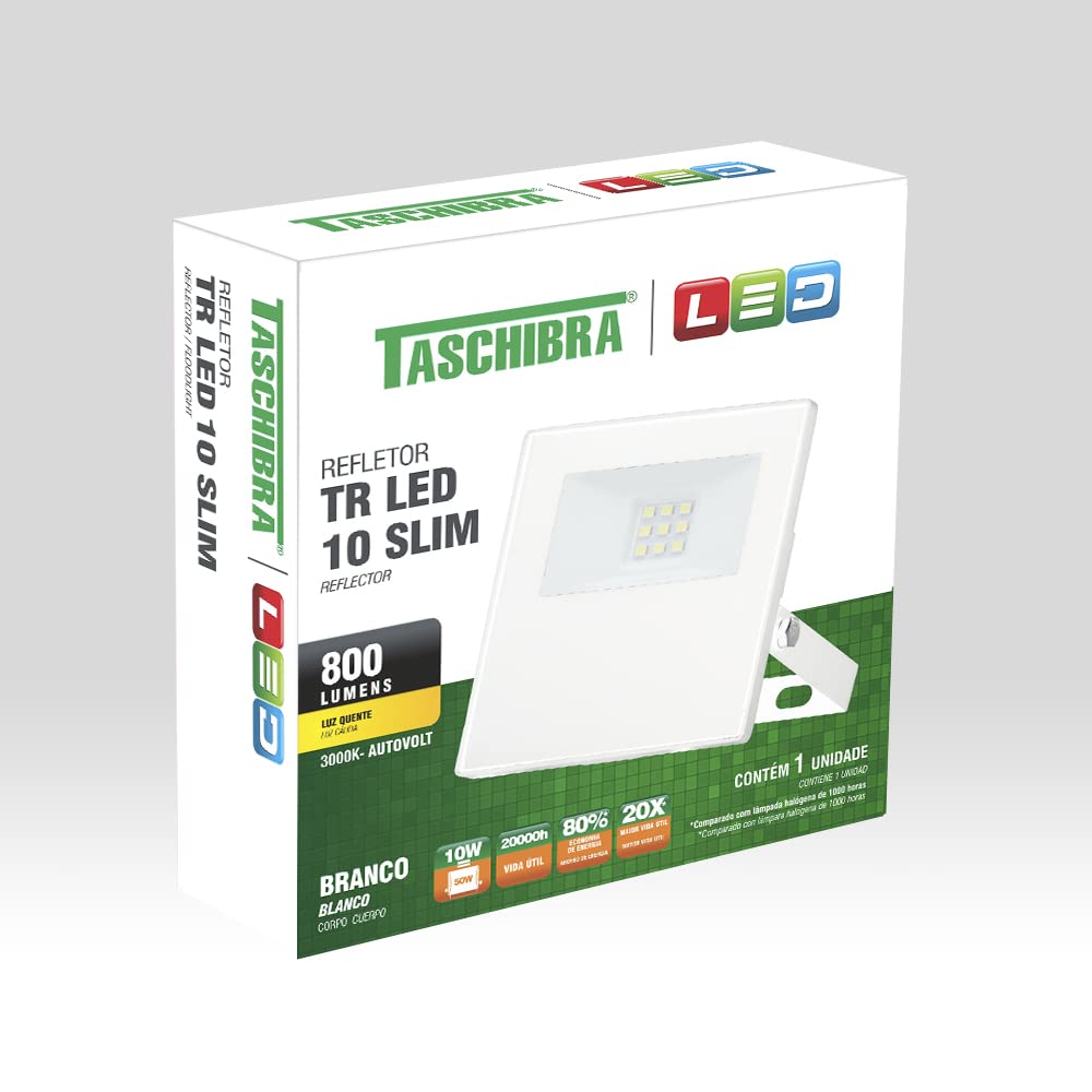 Refletor TR LED 10W Slim 3000K Branco Taschibra - Thony Ferragem