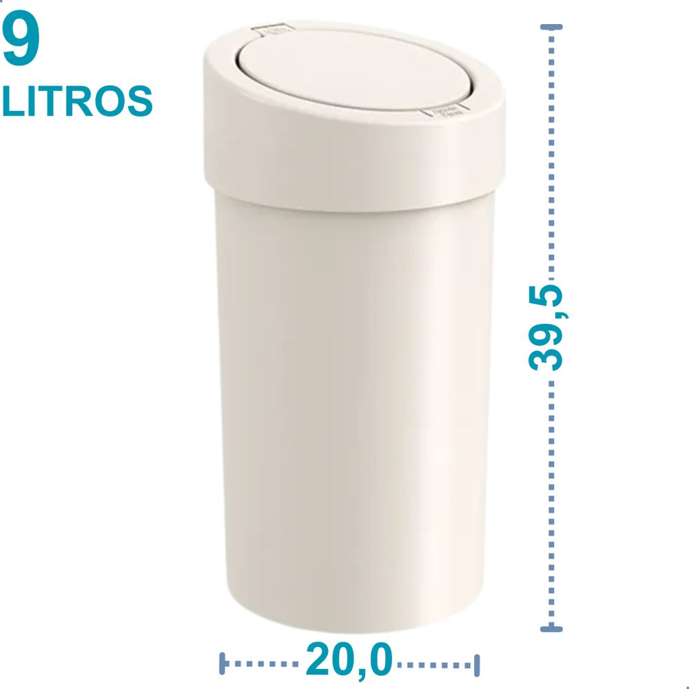 Lixeira com Tampa Press 9L Light Gray Coza - Thony Ferragem