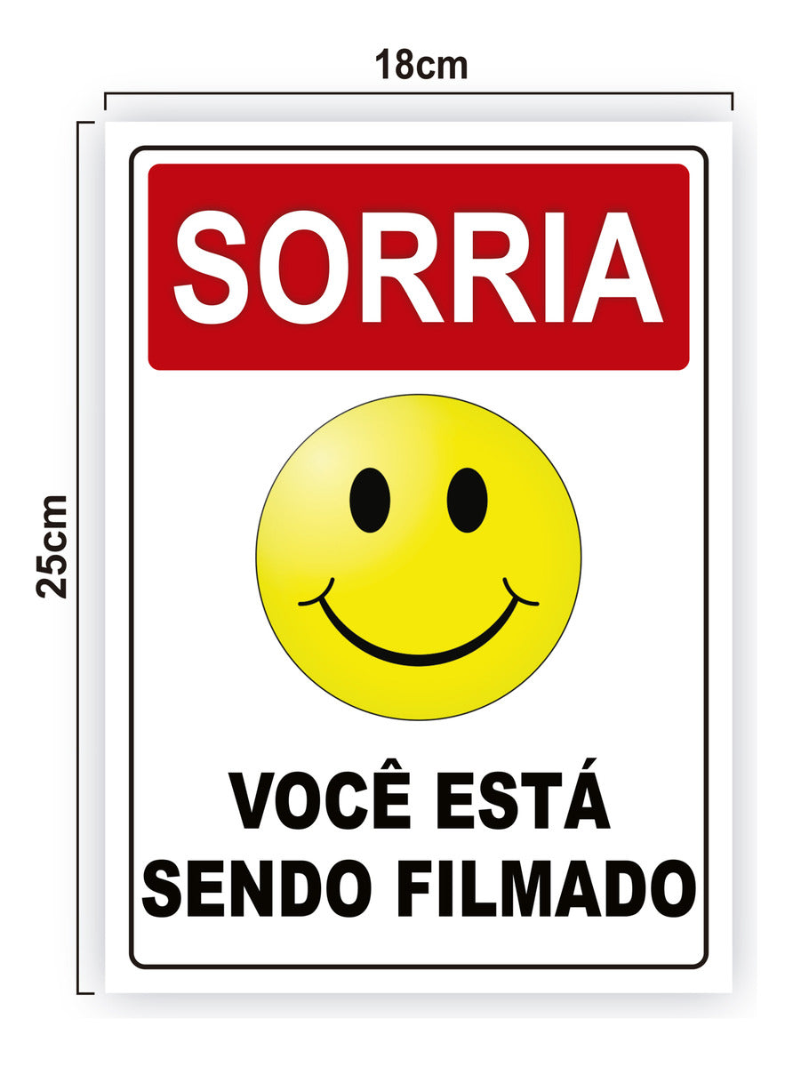 Placa Sorria Voce Esta Sendo Filmado 15x20cm Encartale - Thony Ferragem