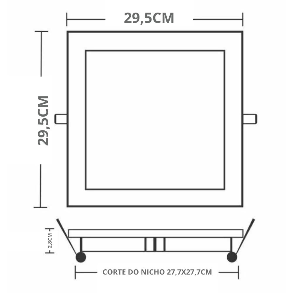 Painel Led Quadrado Embutir 24w 6500k Taschibra - Thony Ferragem