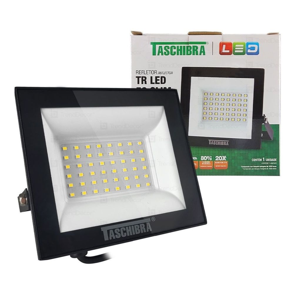 REFLETOR LED SLIM 50W 6500K BIVOLT PRETO - Thony Ferragem