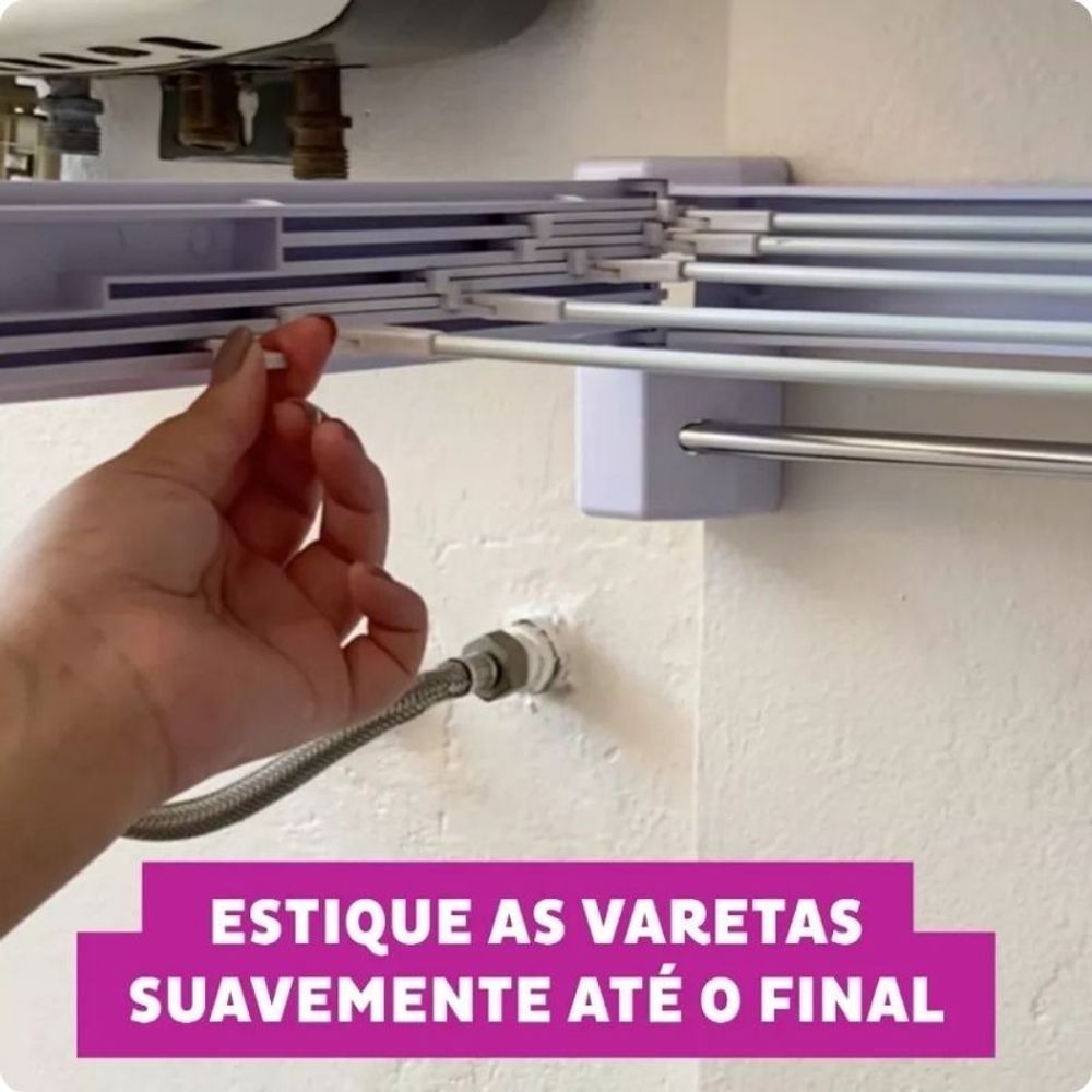 Varal De Parede Retrátil Branco 70x37cm Log Ordene - Thony Ferragem