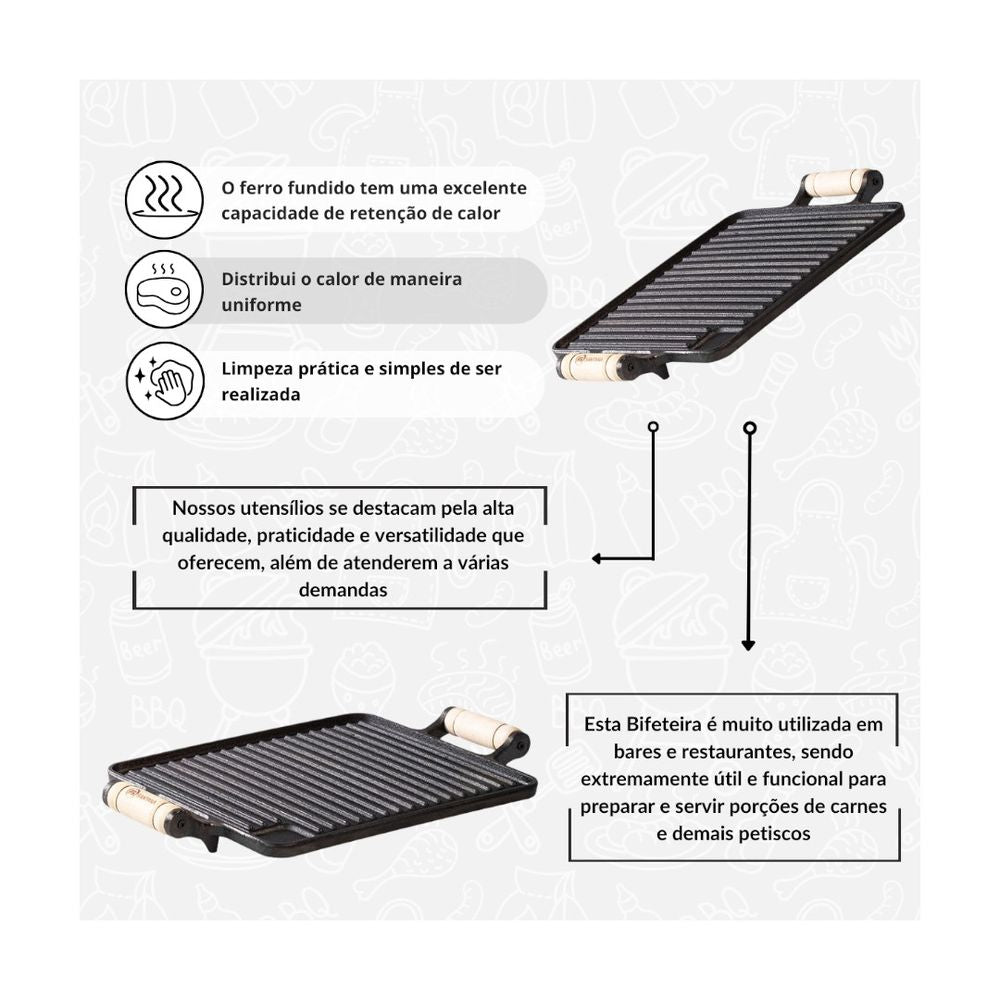 Bifeteira Grelhada 24x 38cm C/ Alca Santana - Thony Ferragem