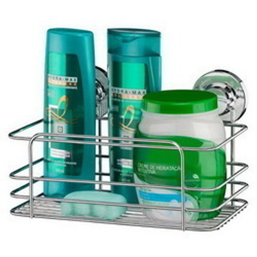 Cesto Retangular Aco Cromado C/ Ventosa Future - Thony Ferragem