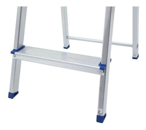 Escada Alumínio 4 Degraus Prateado/ Azul 5102 Mor - Thony Ferragem
