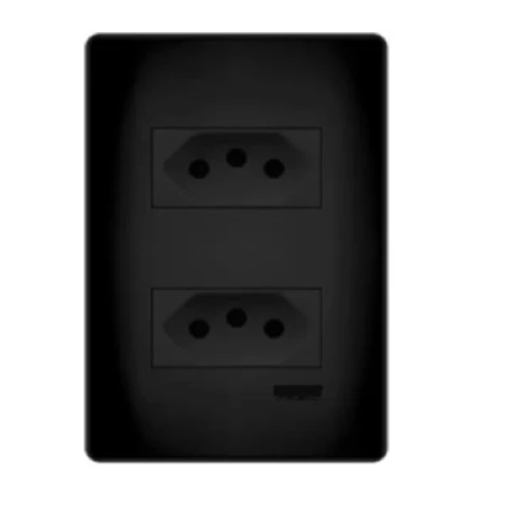 Conjunto 2 Tomada 2P+T 10A Carbono Revita Soprano - Thony Ferragem