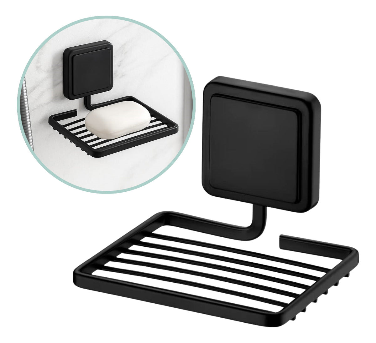 Saboneteira com Adesivo Preto Fosco Future - Thony Ferragem