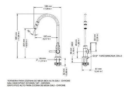 Torneira De Cozinha Convencional Gali 008013 Docol - Thony Ferragem