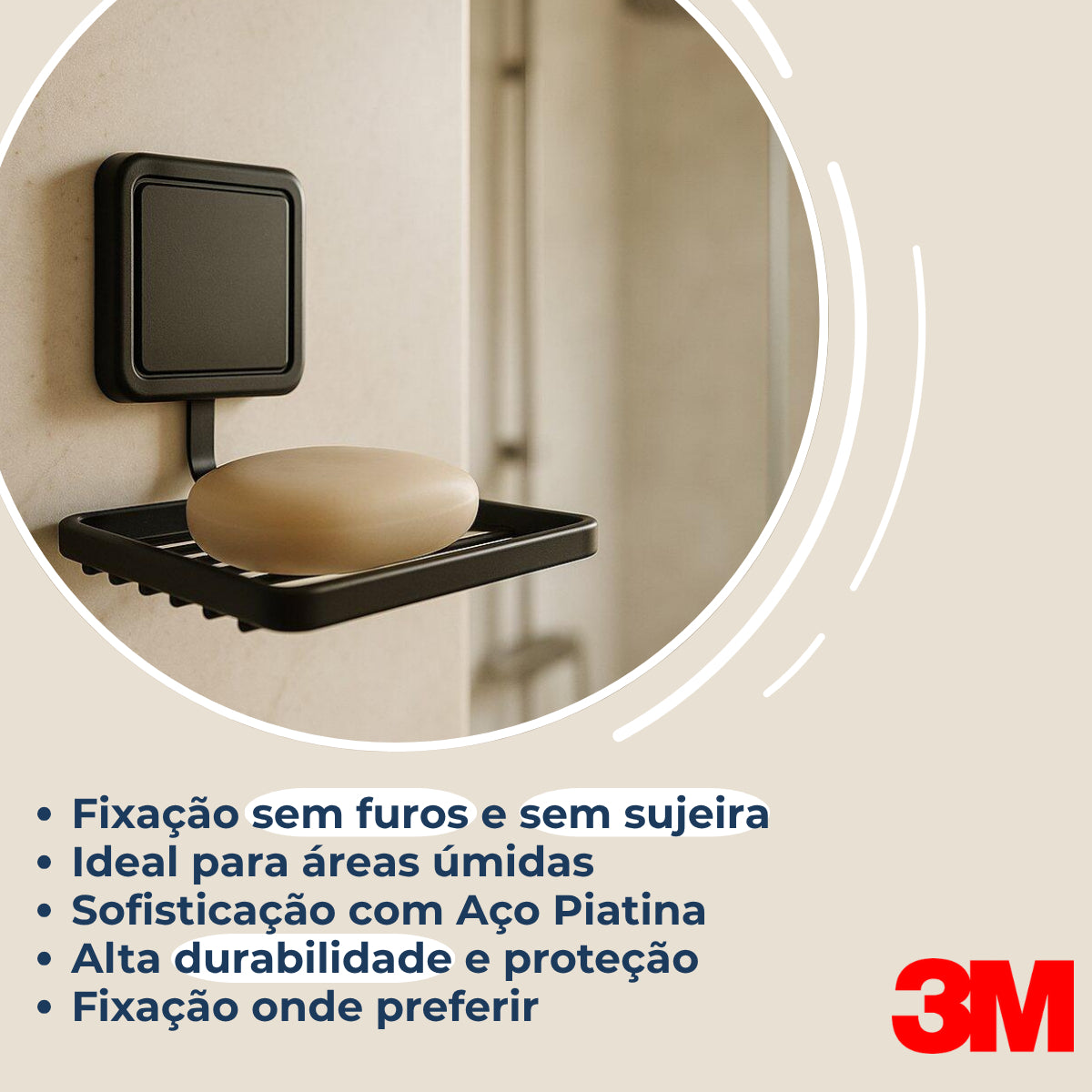 Saboneteira com Adesivo Preto Fosco Future - Thony Ferragem