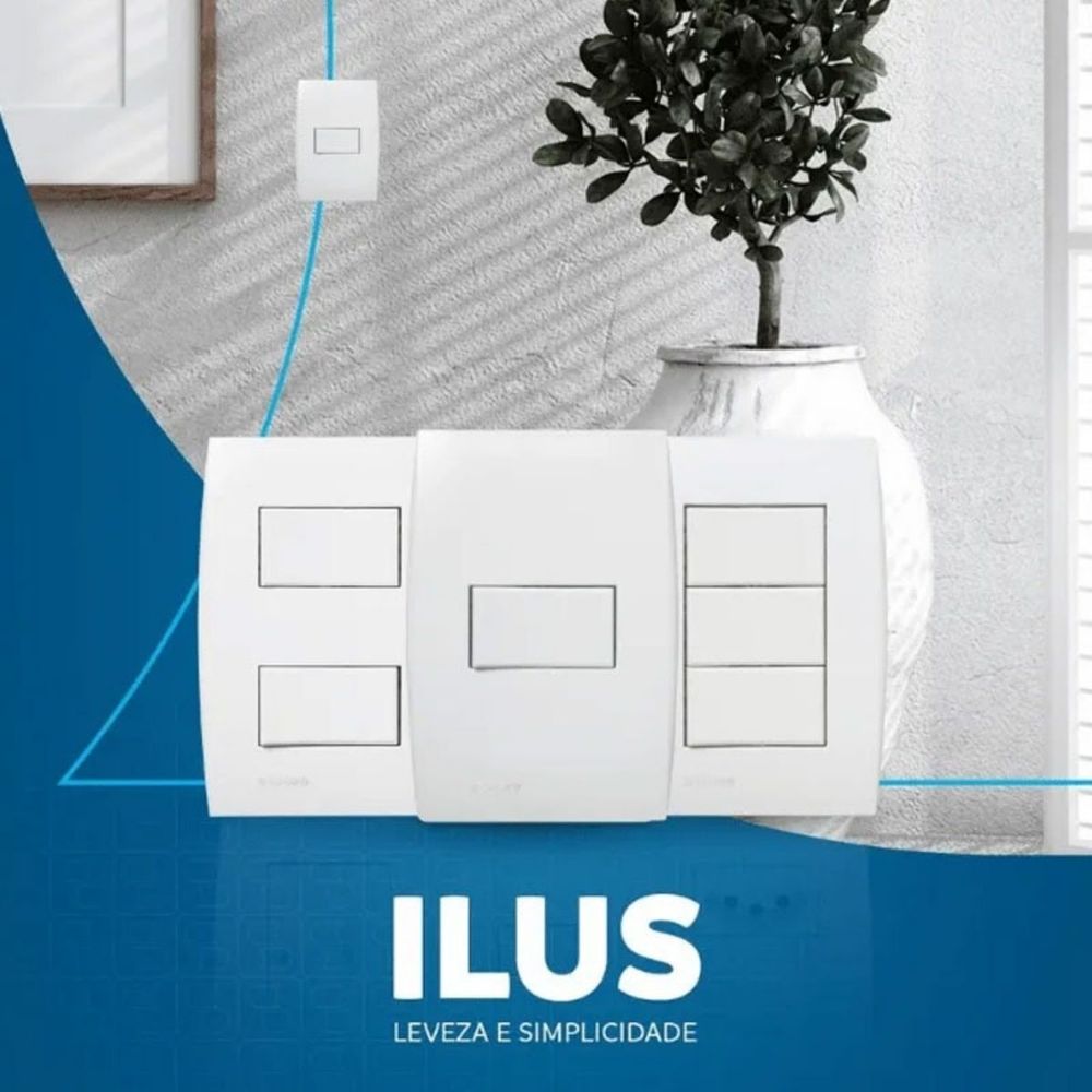 Conjunto 1 Interruptor Paralelo Vertical 10AX 250V 4X2 Branco Ilus - Thony Ferragem