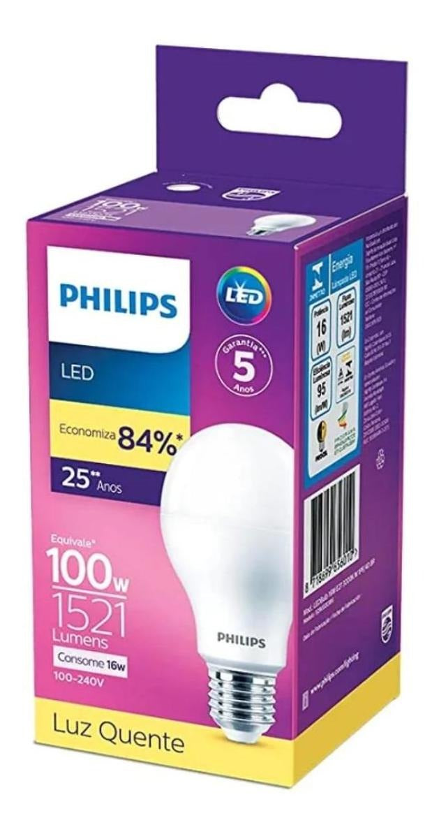 Lâmpada Led Bulbo A65 16W 3000K 1521LM 100-240V Philips - Thony Ferragem