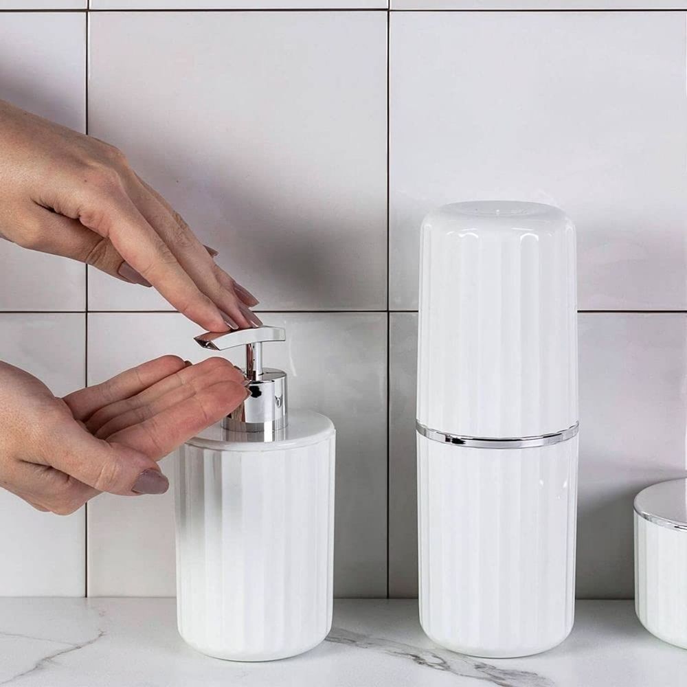 Porta Sabonete Liquido 400ml Groove Azul Glacial OU - Thony Ferragem