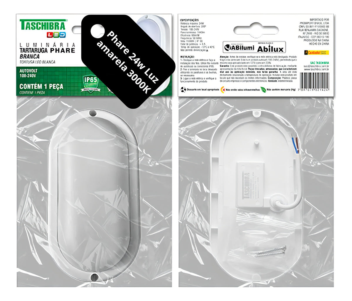 Arandela De Parede Externa Phare 24w Branca 3000k Taschibra - Thony Ferragem