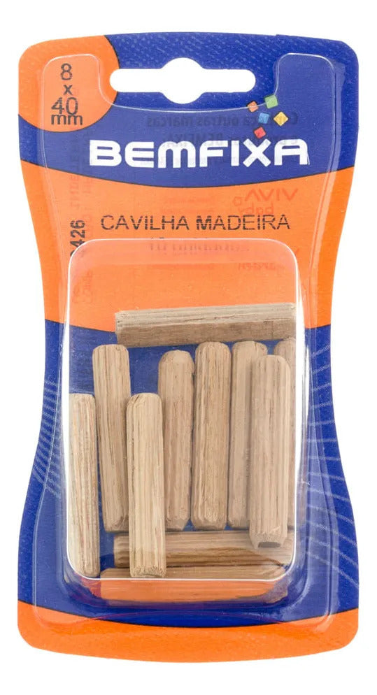Cartela De Cavilha Madeira Marfim 8x40mm