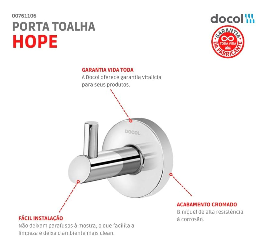 Cabide Hope Cromado Docol - Thony Ferragem