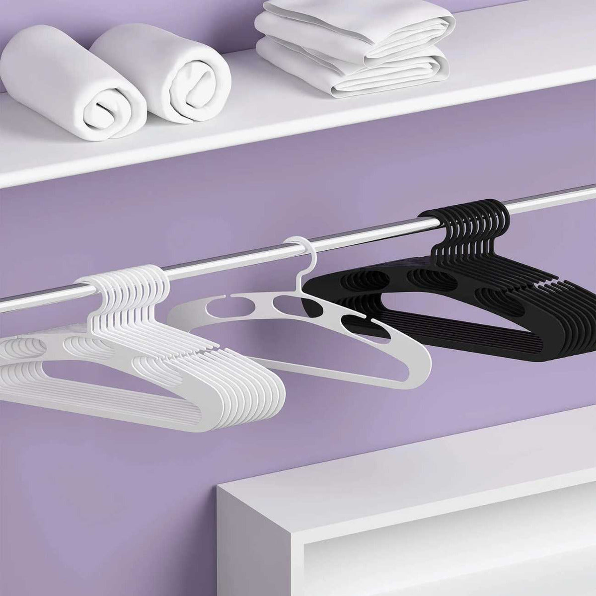 Conjunto de Cabides Grandes 6 Peças Branco Wide Coza - Thony Ferragem