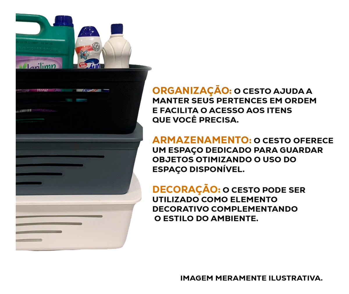 Cesto Organizador Medio C/Tampa Branco Soprano - Thony Ferragem