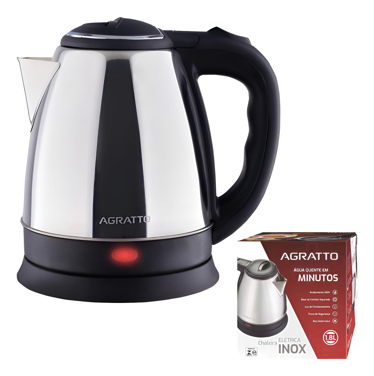 Chaleira Elétrica Inox 1,8L 1500W 220V Agratto - Thony Ferragem