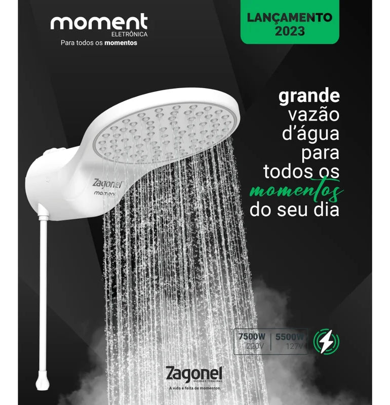 Ducha Eletrônica 7500W 220V Branco Moment Zagonel - Thony Ferragem