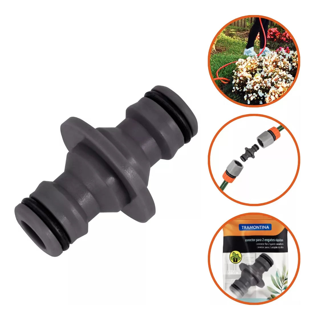 Conector União De Mangueira Engate Rápido Duplo Tramontina - Thony Ferragem