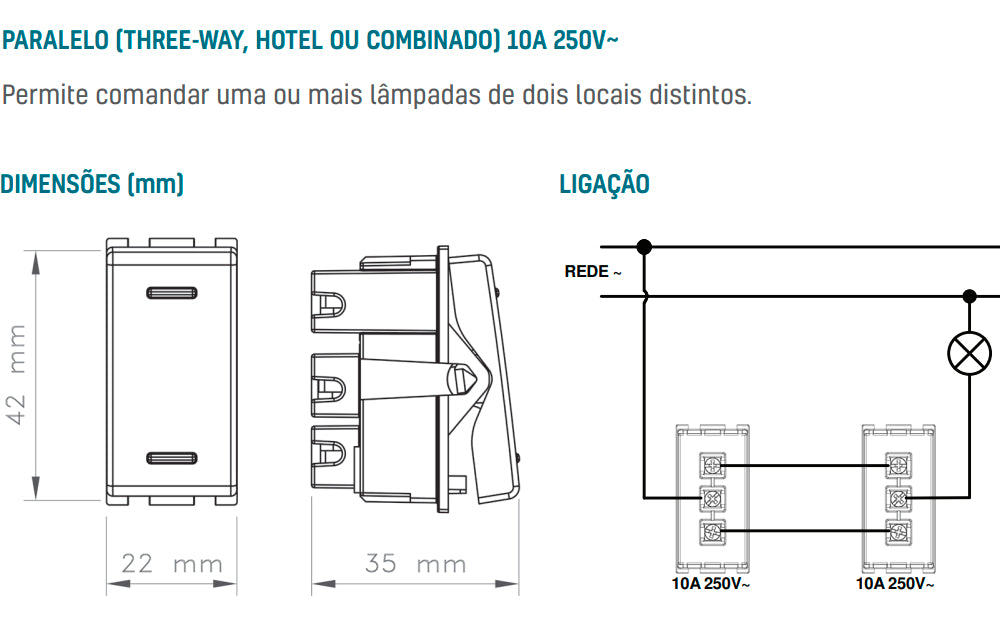 Conjunto Interruptor Paralelo 10a - Liz Tramontina - Thony Ferragem