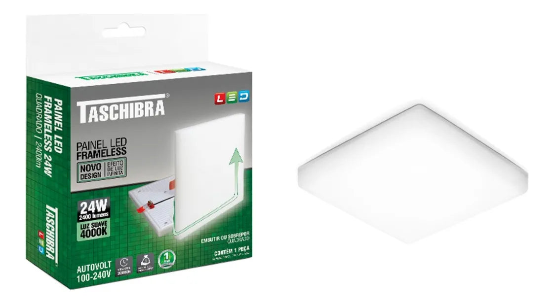 Painel Led 24w Quadrado 4000k Borda Infinita Taschibra - Thony Ferragem