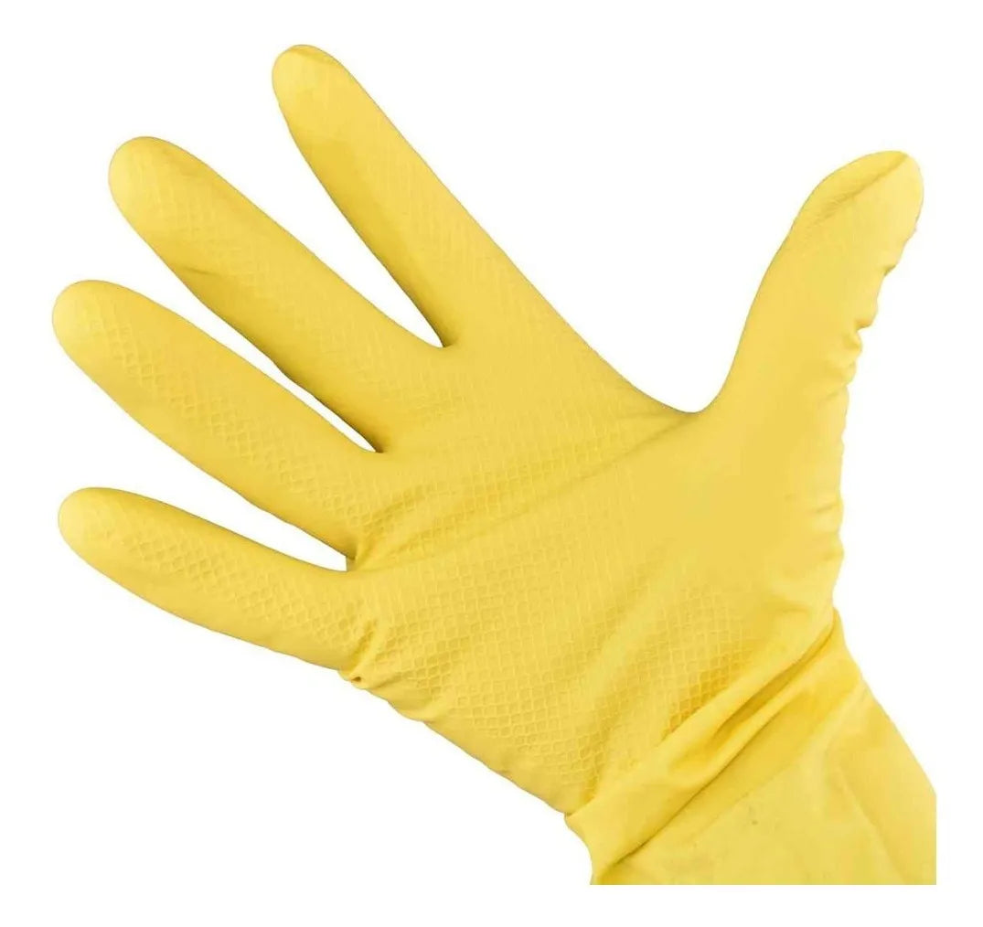 Luva Latex Media (M) Amarela C/ Forro Kala - Thony Ferragem