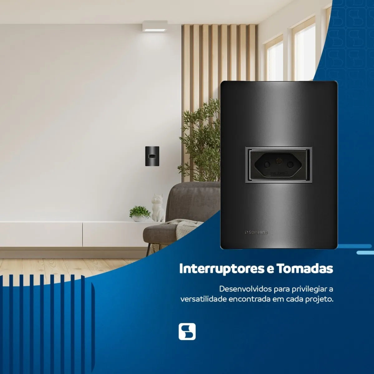 Cojunto Tomada 2p+T 10a 4x2 Carbono Revita Soprano - Thony Ferragem