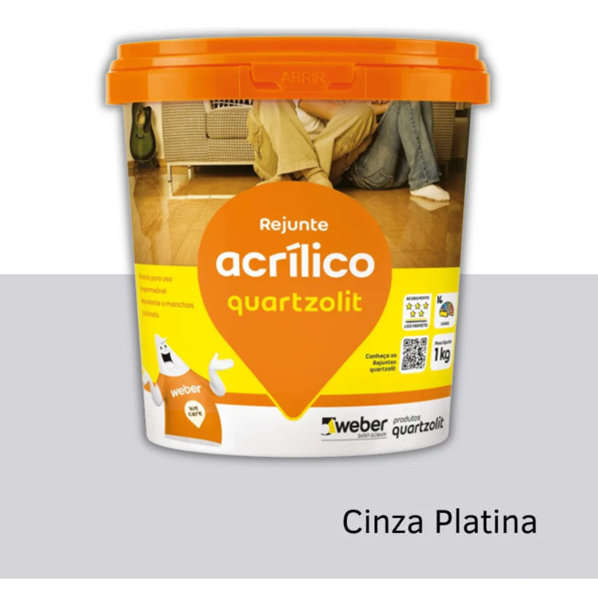 Rejunte Acrilico Cinza Platina 1kg Quartzolit - Thony Ferragem