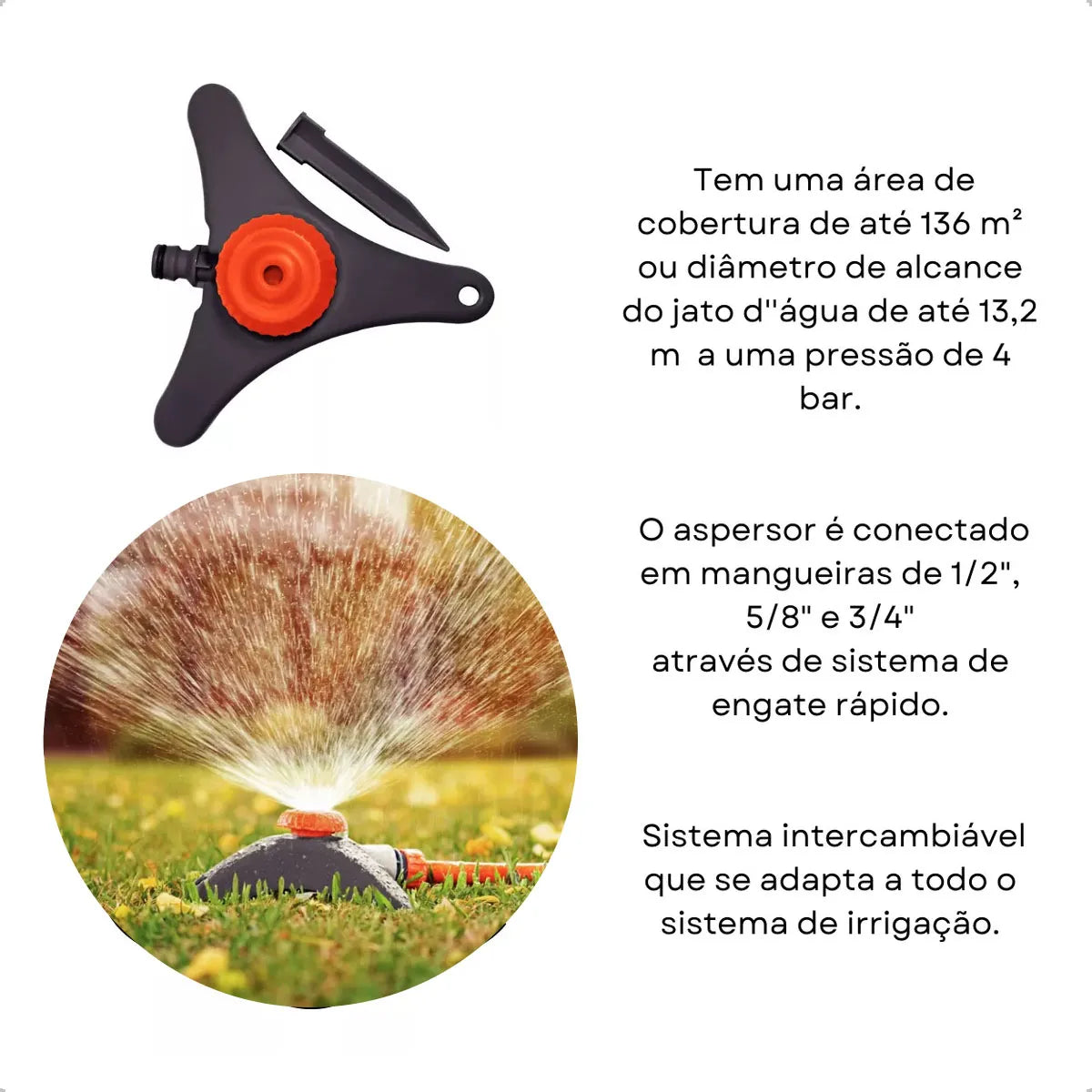 Aspersor Irrigador Estático Jardim Engate Rápido Tramontina - Thony Ferragem