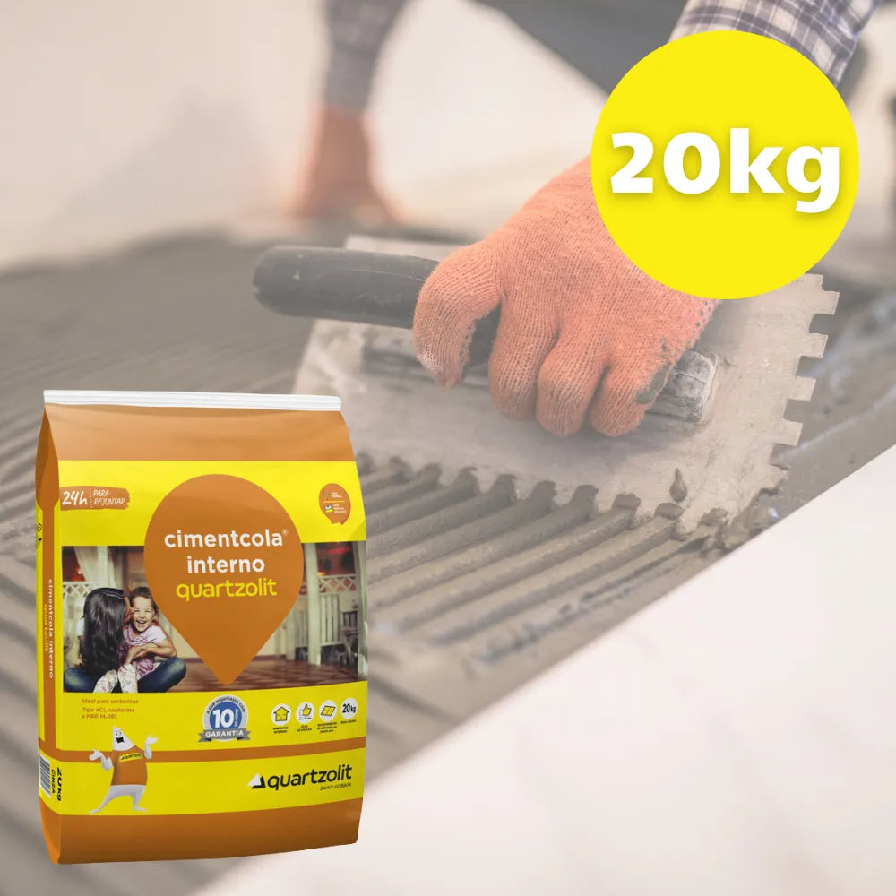 Cimentcola AC1 Interno Cinza 20kg Quartzolit - Thony Ferragem