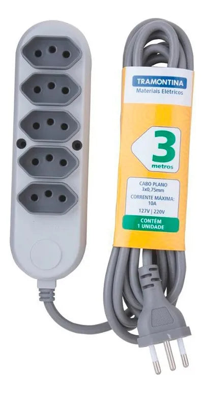 Extensao Eletrica 5 Tomadas 2p+T 10a/250v 3m Tramontina - Thony Ferragem