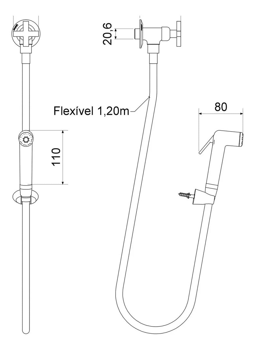 Ducha Higienica 1,20mt 1850 C22 Meber - Thony Ferragem